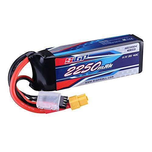 SIGP 11.1V 3S RCリポバッテリー40C 2250mAh XT60プラグ付きRC飛行機ク...