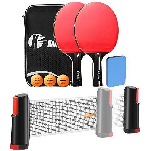 Sitengle 卓球セット コンパクト卓球ネット 卓球ラケット2本 ピンポン球3個 清潔用スポンジ...