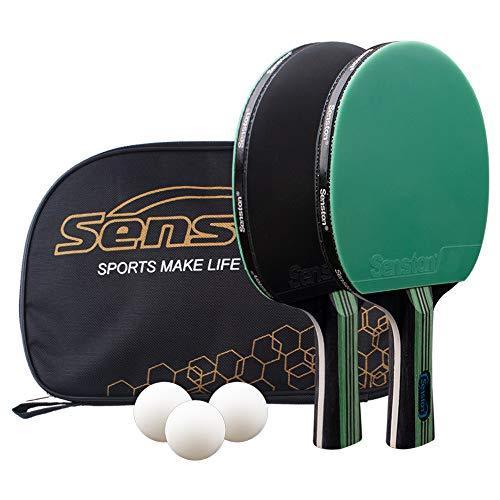 Senston 卓球セット 卓球ラケット 2本、ポータブルバッグ1個 、ピンポン球3個 つ 初心者 ...