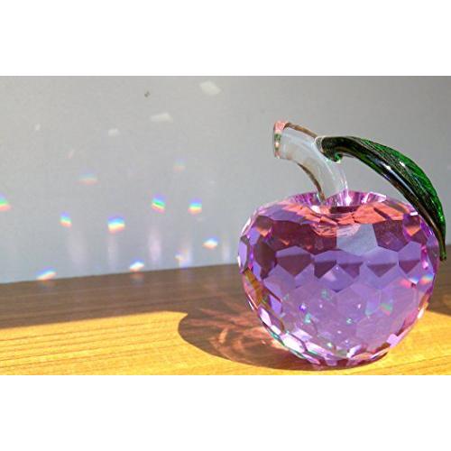 サンキャッチャー クリスタル ガラス りんご 置物 インテリア 林檎 50 mm (パープル)