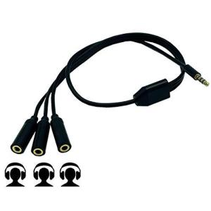 3.5mmステレオ イヤホンスプリッター ヘッドセット分岐ケーブル 3.5mmステレオ4極ミニプラグ