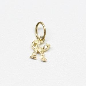 K18　18金　ダイヤ付きイニシャルペンダントヘッド　（イニシャルK）　ダイヤ0.01ct