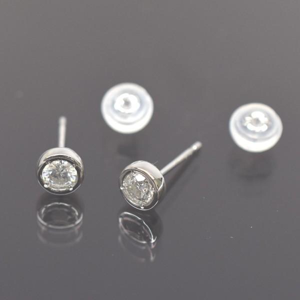 Pt900　プラチナ900　チョコ留め丸タイプ　ダイヤモンド 一粒 ピアス　直径2.3ｍｍ　ダイヤ ...