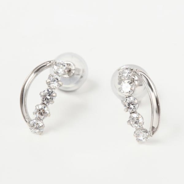 K14WG　14金　ホワイトゴールド　キュービックピアス