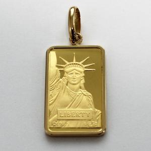 リバティコイン　K24（純金　K24）　10ｇ　リバティコイン インゴット　自由の女神　金貨　K18枠付きペンダントトップ｜tomatosarada