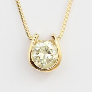 K18 18金ダイヤモンドネックレス 0.2ct 天然ダイヤモンド1石　トップ裏は幸運を呼ぶクローバー！（45cmチェーンタイプ）｜tomatosarada