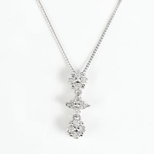 2way　K18WG　ダイヤモンドネックレス　フラワー　ハート　ダイヤ　0.2ｃｔ　（K18WG 0.5mm　40ｃｍ　ベネチアンチェーン）｜tomatosarada