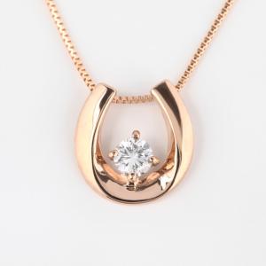 ダイア10石K18ホースシュー &k18ベネチアンネックレス tomatosarada K18PG 18金 ダイヤモンドネックレス 0.1ct 馬蹄 ホース