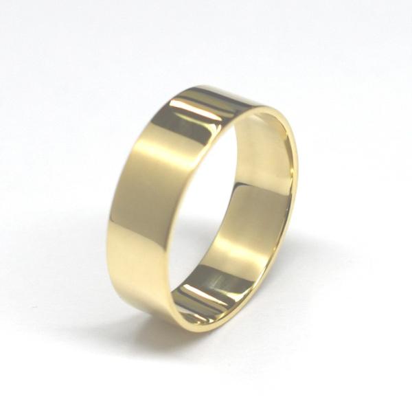 K18 平打ちリング　幅約6.0mm 9号から23号（1個）ペアの場合は2個ご購入下さい。