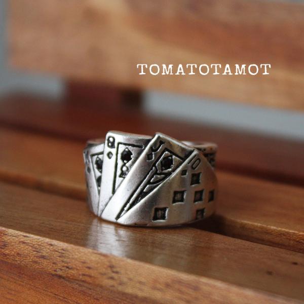 リング 指輪 ポーカーリング トランプリング カード 幅広 メンズにも オープンリング カジュアル ...