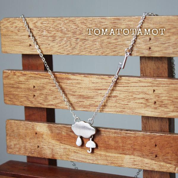 ネックレス お天気ネックレス 可愛い 雲 傘 雨のしずく 雷 天気予報 天気マーク 気象予報士 A-...