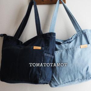 トートバッグ 超ビッグデニムトート 革タグ付き ...の商品画像