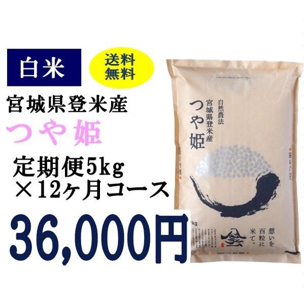 定期便12ヶ月コース：つや姫白米5kg 宮城県登米産
