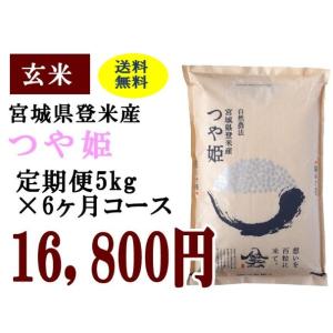 定期便6ヶ月コース：つや姫玄米5kg 宮城県登米産