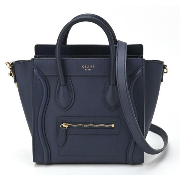 CELINE 　セリーヌ 　2Wayハンドバッグ 　ラゲージ ナノショッパー 　168243　ネイビ...