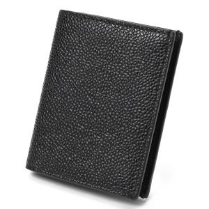 トムブラウン/THOM BROWNE　ペブルグレインレザー ダブルカードホルダー　MAW021L00198025　カーフレザー　ブラック　【中古】S-157271　値下げ｜tomida78