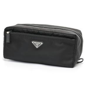 PRADA（プラダ） 中極美品 巾着 三角ロゴ ポーチ ナイロン アイボリー