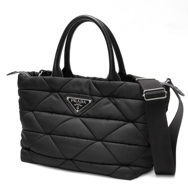 プラダ / PRADA　ミディアム パデッド Re-Nylon x レザー トートバッグ　1BG43...