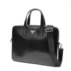 美品✨　プラダ　ビジネスバッグ　2way 三角ロゴプレート　レザー　ブラック　黒 美品✨ プラダ ビジネスバッグ 2way 三角ロゴプレート レザー
