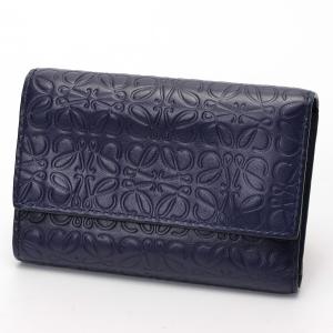 【美品 付属品完備】ロエベ 三つ折り 財布 リピート アナグラム レザー ロゴ LOEWE（ロエベ） 三つ折り財布 リピート バーティカル ウォレット
