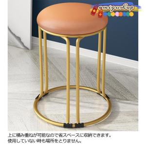 スツール 丸 高さ46cm 円形 PU レザー...の詳細画像3