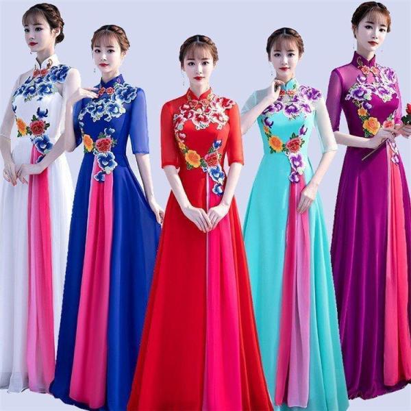 イブニングドレス コンサート ロング ドレス ステージ ロングドレス 演奏会 カラードレス 紫 パー...