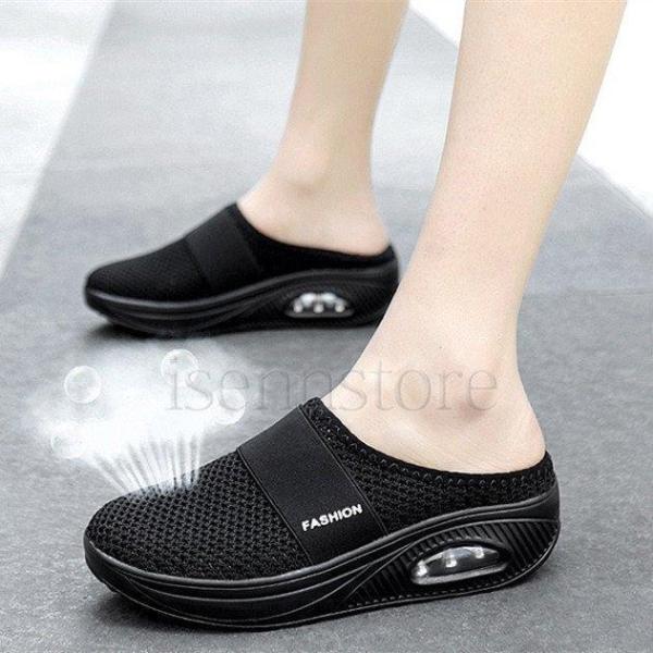 スリッポンレディース かかとなし 軽量 ウォキングシューズ ナースシューズ エアクッション 着脱簡単...