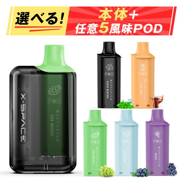電子タバコ 使い捨て VAPE 5POD任意選択可能 メンソール配合 40000回吸引可能 POD交...