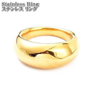 ステンレスリング ワイドバンドリング 凹 15号 ゴールド ステンレス リング Stainlss Ring  指輪｜tomine