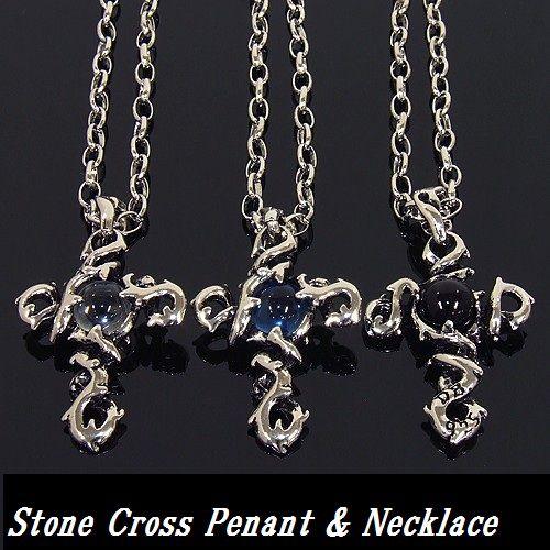 ストーンを包む!!フレア クロス ネックレス・十字架・ペンダント・Rock・ロック・パンク