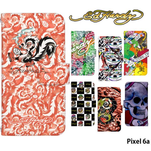 Pixel 6a ケース 手帳型 カバー デザイン Ed Hardy おしゃれ ブランド ピクセル6...