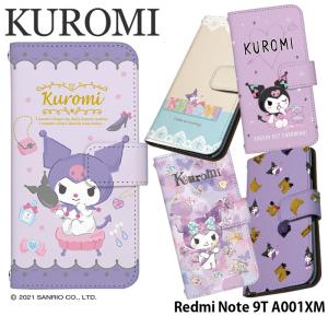 Redmi Note 9T ケース 手帳型 A001XM カバー レッドミー ノート ナイン ティー スマホケース デザイン クロミ サンリオ kuromi グッズ バク