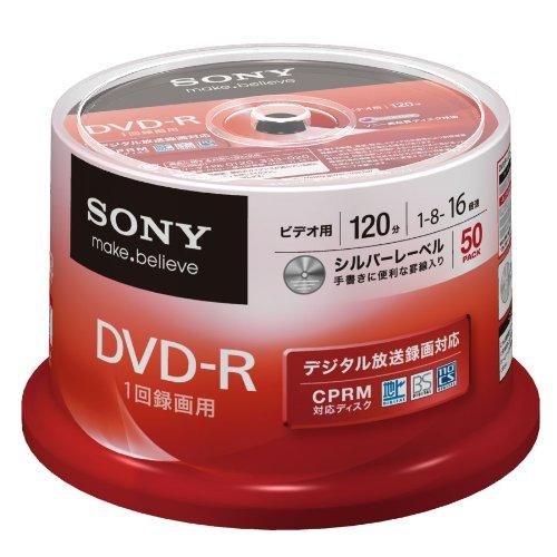 SONY ビデオ用DVD-R CPRM対応 120分 16倍速 シルバーレーベル 50枚スピンドル ...