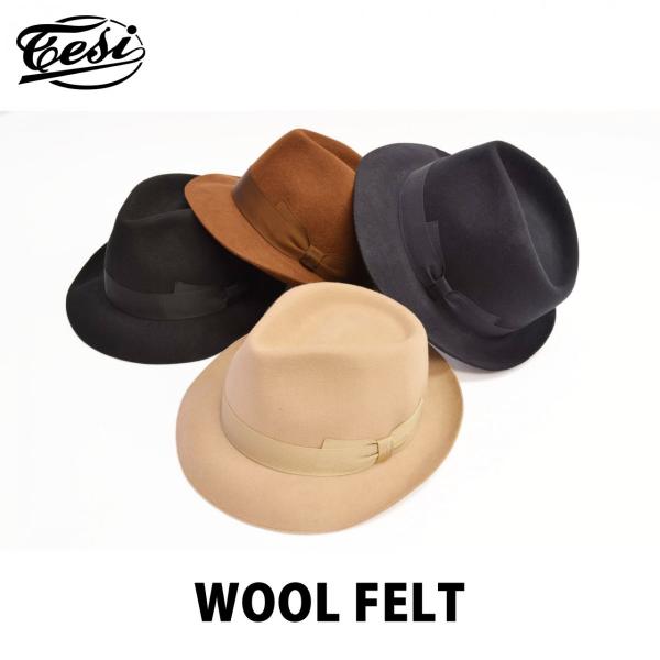 Tesi テシ ソフトウールフエルト ティアドロップつまみ 中折れ帽 つば約5cm 57〜61cm