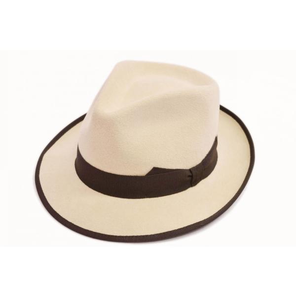 Hats and Dreams ファーフェルト ハット パイピングブリム ティアドロップ型 つまみ ...