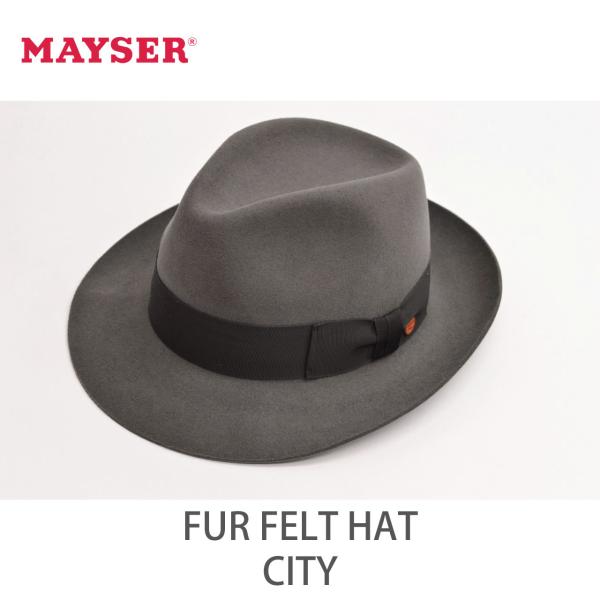 MAYSER マイザー ファーフェルト ハット センターデント つまみ 中折れ帽子 「CITY」つば...