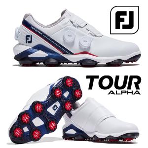 フットジョイ FJ TOUR ALPHA  FJ ツアーアルファ トリプルボア ゴルフシューズ  ホワイト×ネイビー×レッド FootJoy 24FW 55547｜tommy-golf