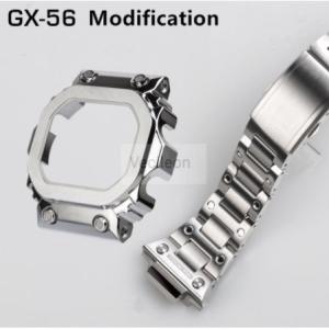 カスタムパーツ G-SHOCK GX-56用 ケース ベルトセット 海外互換製品 シルバー ゴールド...