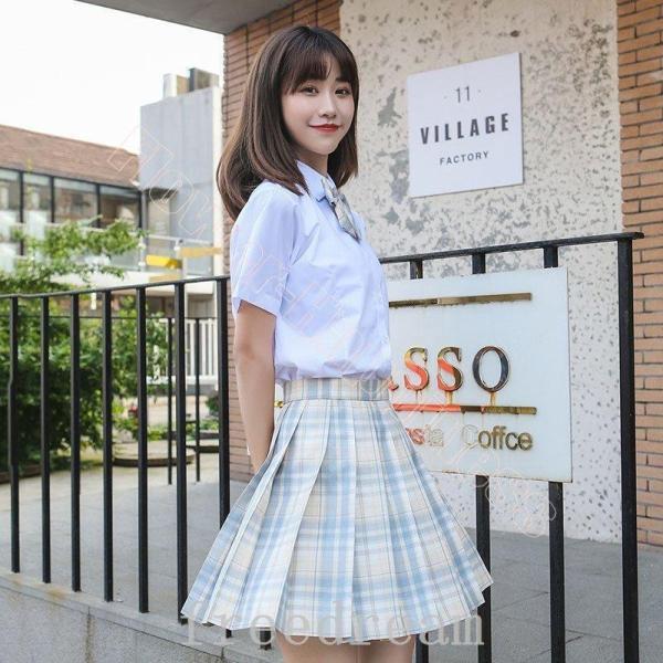 学生服JK制服上下セットコスプレ高校生セーラー服上着+スカート+蝶結びレディースドレス半袖フレア愛い