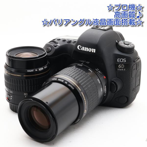 中古 美品 Canon EOS 6D Mark II ダブルズームセット キヤノン 一眼レフ カメラ...