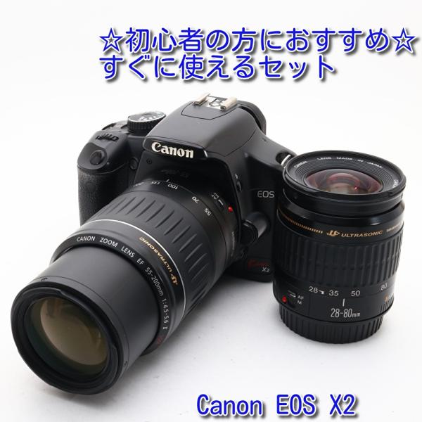 中古 美品 Canon X2 ダブルズームセット キヤノン 一眼レフ 初心者 人気 おすすめ 入門 ...