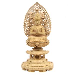 木彫仏像 不動明王立像火炎光背四角台5.0寸彩色桧木ヒノキ : トモエの