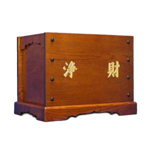 木製　仏具　箱型賽銭箱横幅1.5尺（45cm）タモ材　