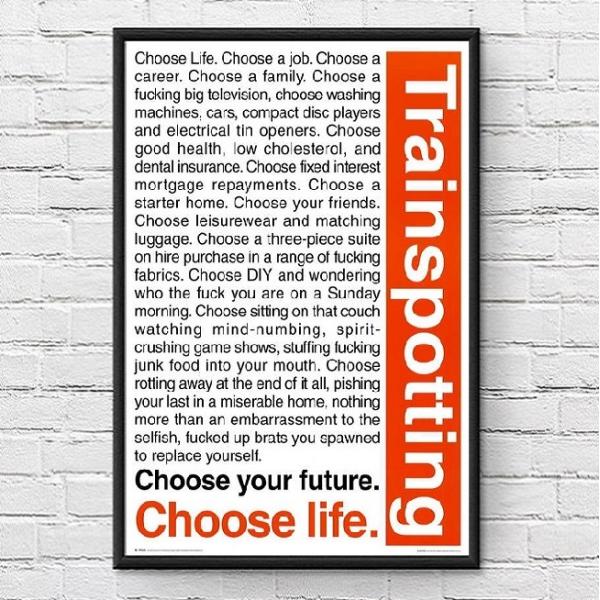 トレインスポッティング 映画ポスター US版 黒フレーム付き A3サイズ mi2