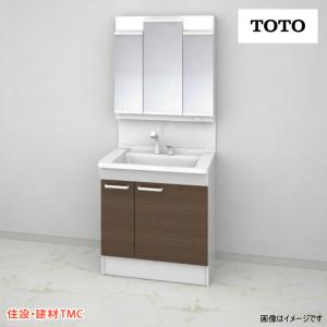 TOTO 洗面化粧台 Vシリーズ W750 三面鏡 H1900 片引き出し 扉カラー・エコミラー 選択 寒冷地 LDPB075BJGES2(B/C/E/F)-LMPB075A3GD(C/G)1G 送料無料｜tomokucenter