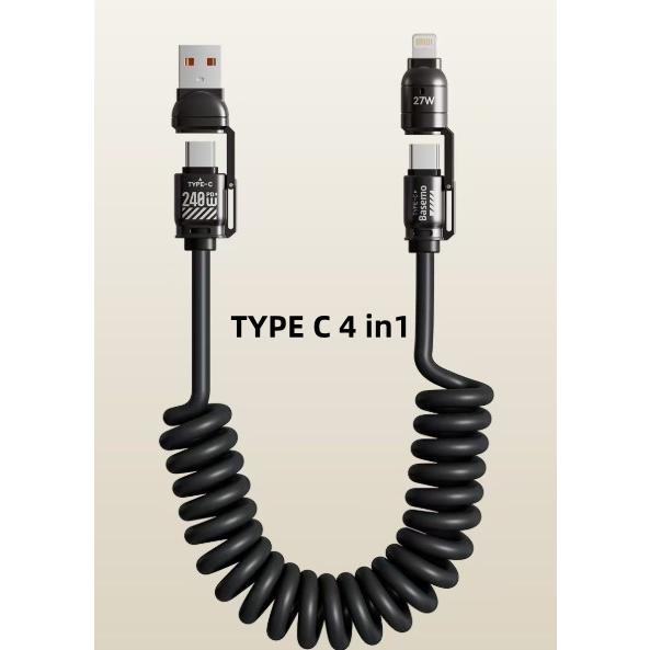 スプリングケーブル 2mUSBケーブル 充電 データ転送 PD240W 480Mbps 急速充電 伸...