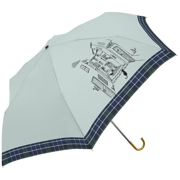 猫雑貨 チェック切継ぎと猫 軽量耐風 折り畳み傘 選べる５色