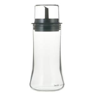 iwaki(イワキ) AGCテクノグラス 耐熱ガラス 液だれしにくい?油差し 醤油用 160ml もれにくい フタ付き調味料入れ KT5032-BK
