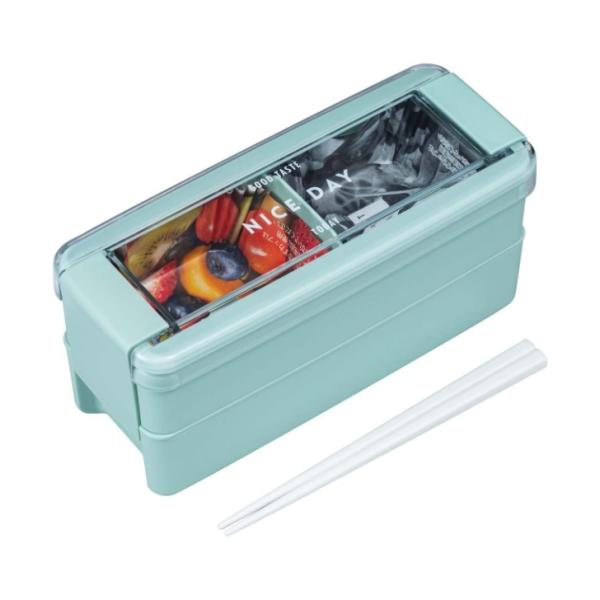 岩崎工業 イージーケア ランチボックス 2段 680ml B-1488MT ミント 箸付 抗菌 防汚...