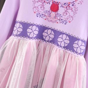 綿素材 子供プリンセスワンピース 長袖水色 シ...の詳細画像4